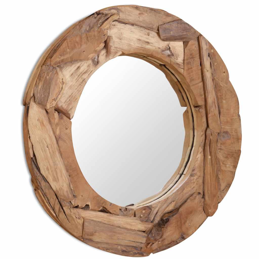 Väggspegel teak 80 cm rund