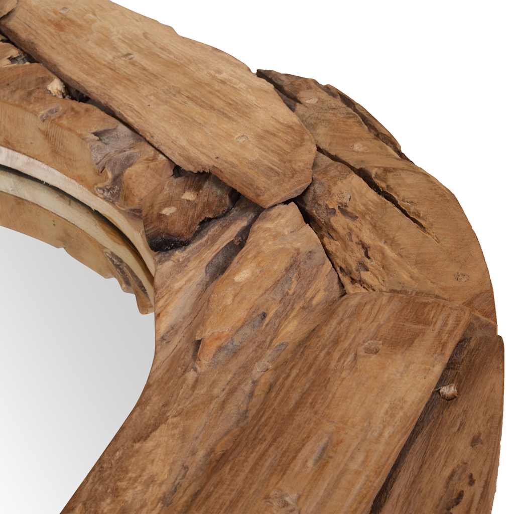 Väggspegel teak 80 cm rund