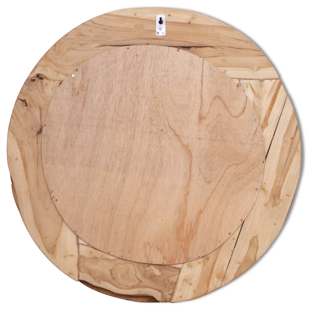 Väggspegel teak 80 cm rund