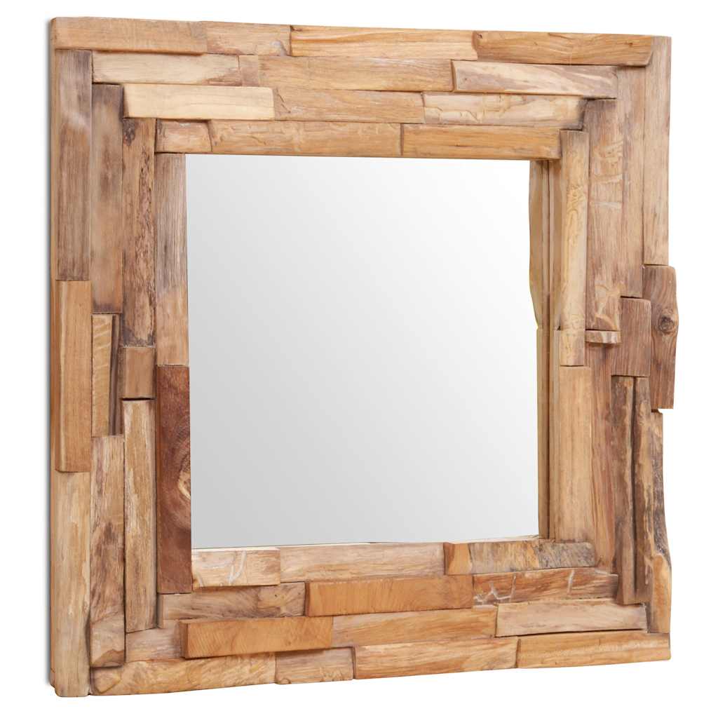 Väggspegel teak 60x60 cm kvadrat