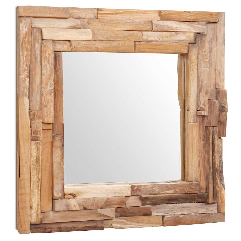 Väggspegel teak 60x60 cm kvadrat
