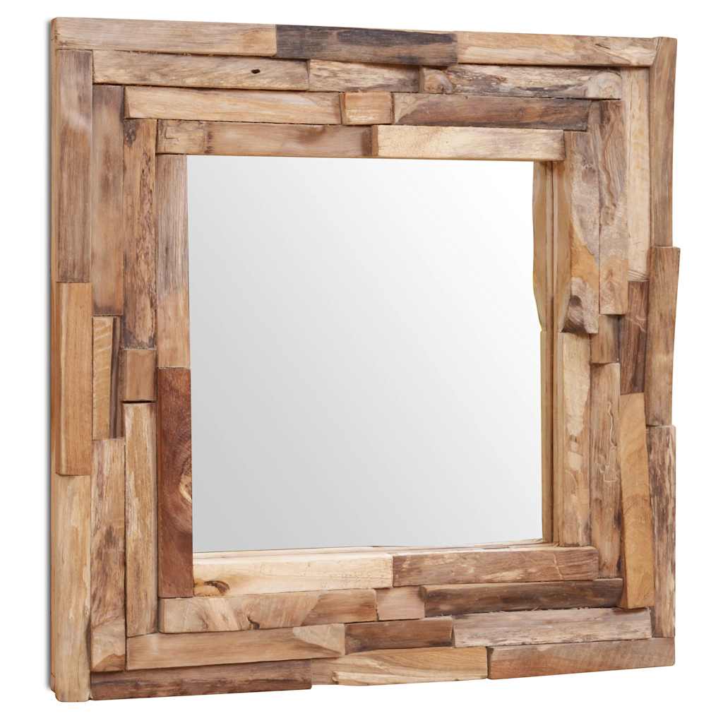 Väggspegel teak 60x60 cm kvadrat