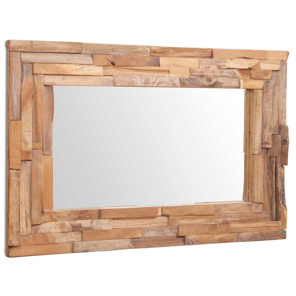 Väggspegel teak 90x60 cm rektangulär