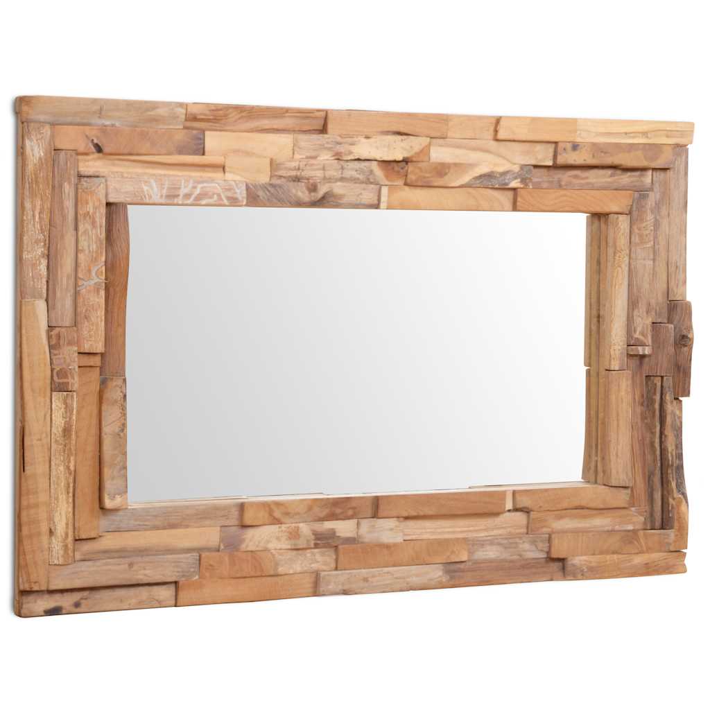 Väggspegel teak 90x60 cm rektangulär