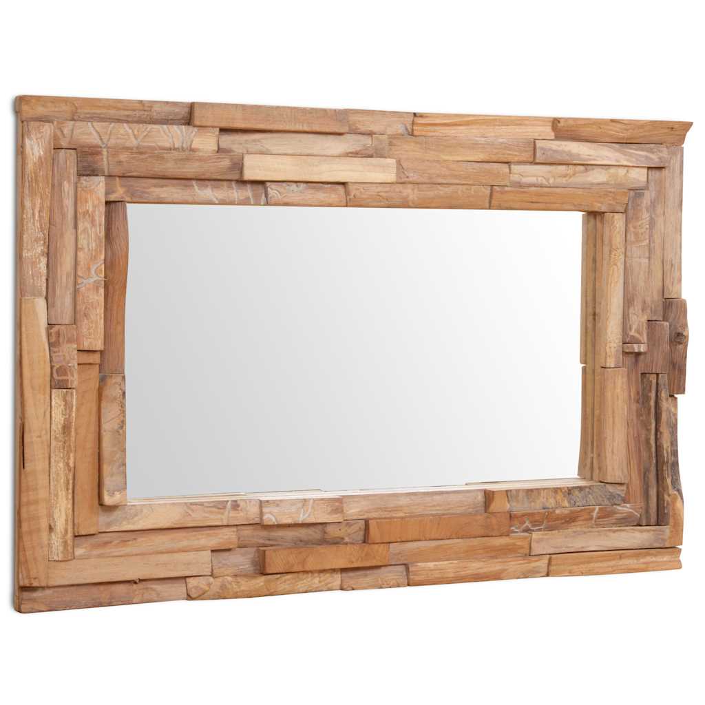 Väggspegel teak 90x60 cm rektangulär