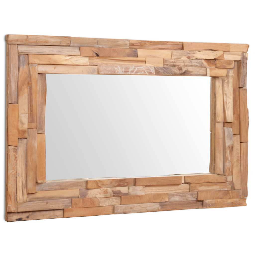 Väggspegel teak 90x60 cm rektangulär