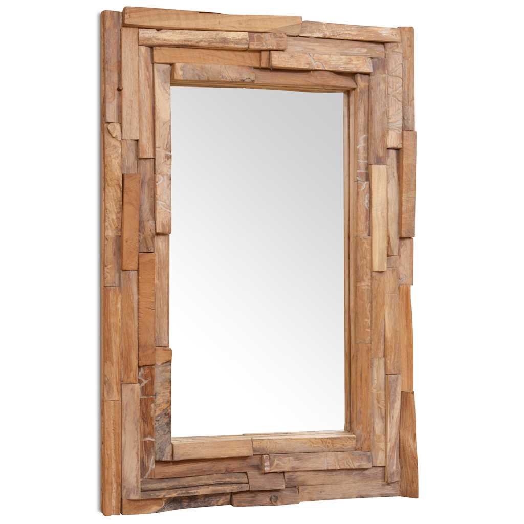 Väggspegel teak 90x60 cm rektangulär