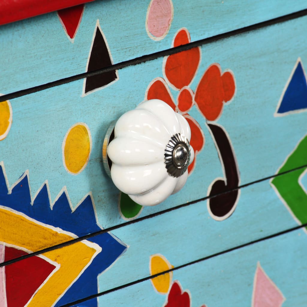 Skänk Trä massivt mangoträ blå handmålad