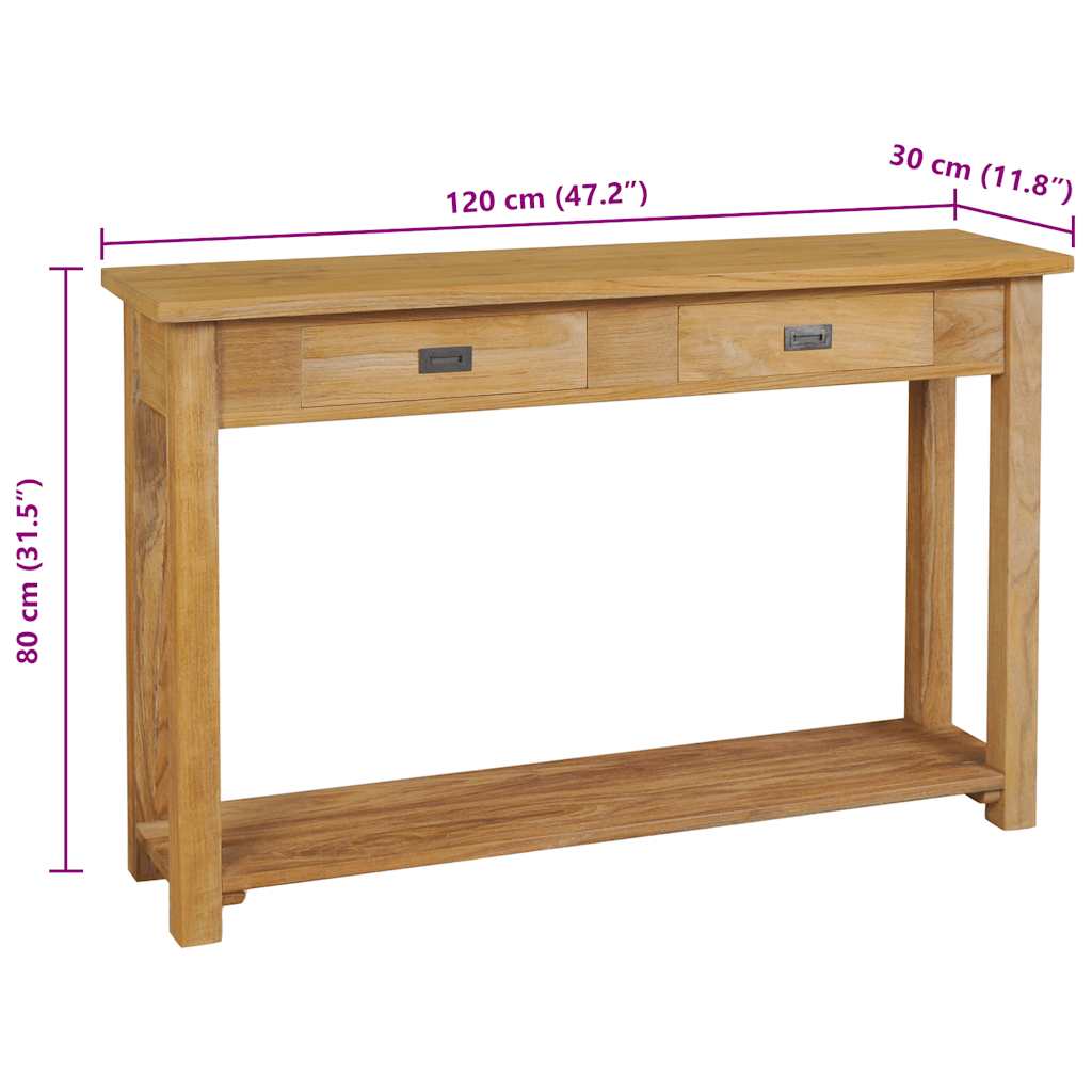 Avlastningsbord Konsollbord Trä i massiv teak 120x30x80 cm