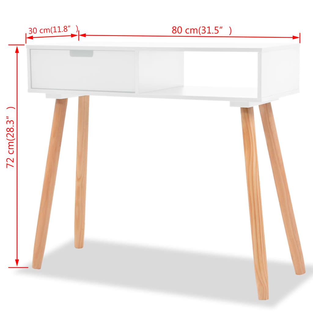 Avlastningsbord Konsollbord Trä massiv furu 80x30x72 cm vit
