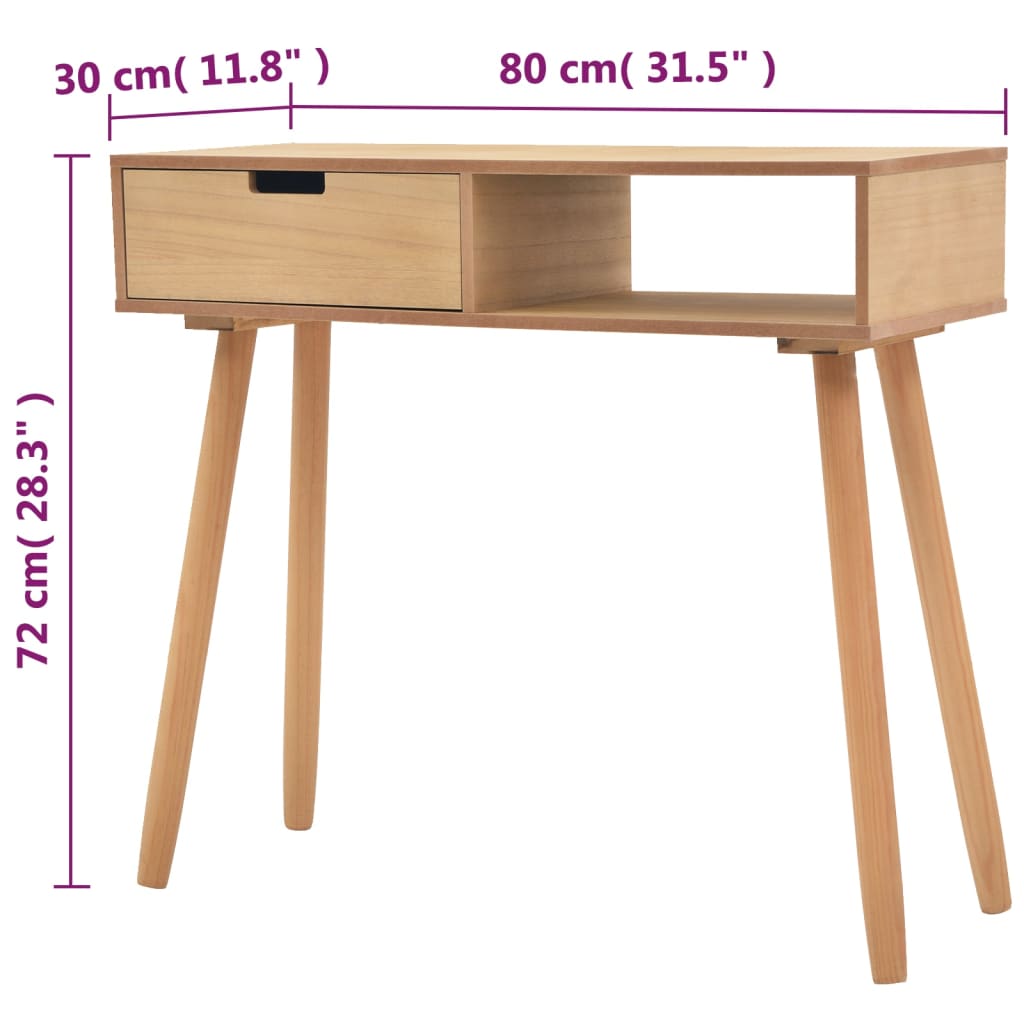 Avlastningsbord Konsollbord Trä massiv furu 80x30x72 cm brun