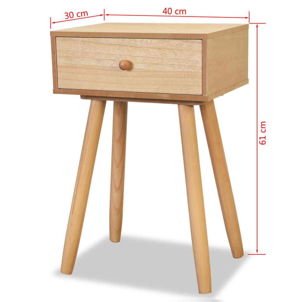 Sängbord 2 st massiv furu 40x30x61 cm brun
