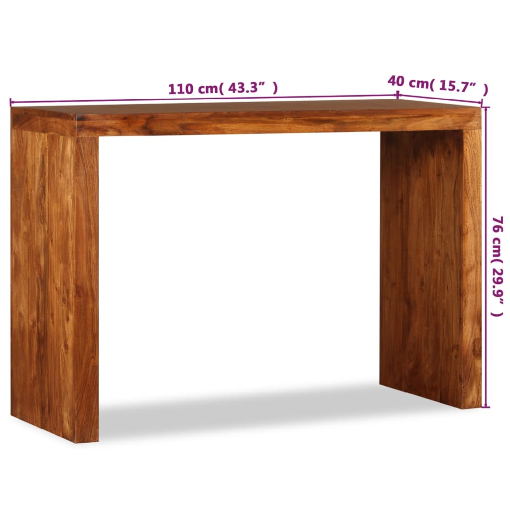 Avlastningsbord Konsollbord Trä massivt Trä med honungsfinish 110x40x76 cm