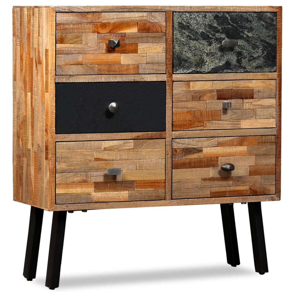 Skåp Trä med 6 lådor massiv återvunnen teak 70x30x76 cm