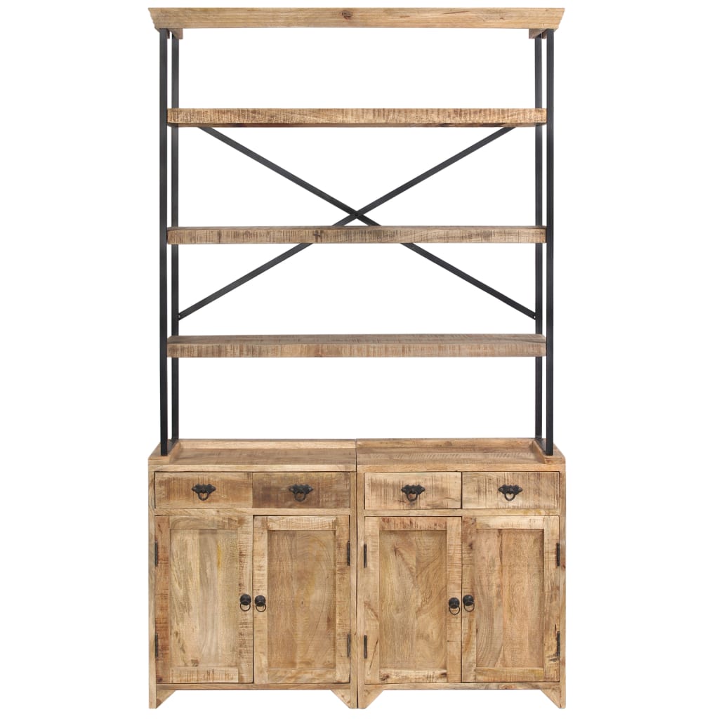 Skänk Trä med hyllor massivt mangoträ 120x35x200 cm