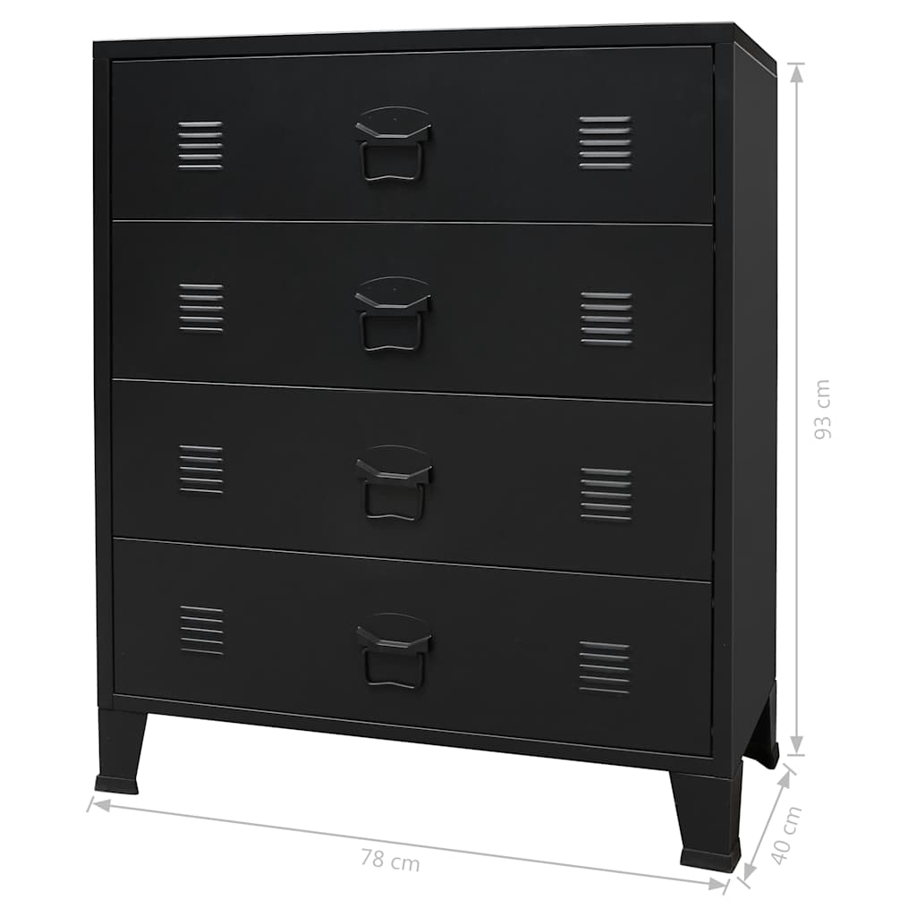 Byrå DIV. industriell stil metall 78x40x93 cm svart