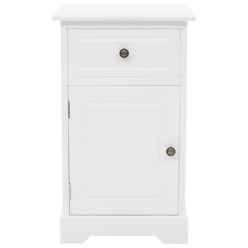 Sängbord Nattduksbord Vit MDF och furu 35x32x59 cm