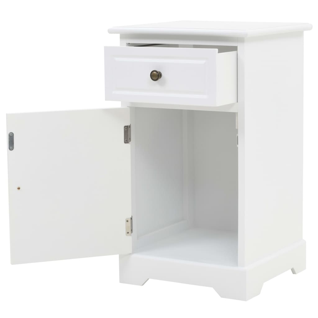 Sängbord Nattduksbord Vit MDF och furu 35x32x59 cm