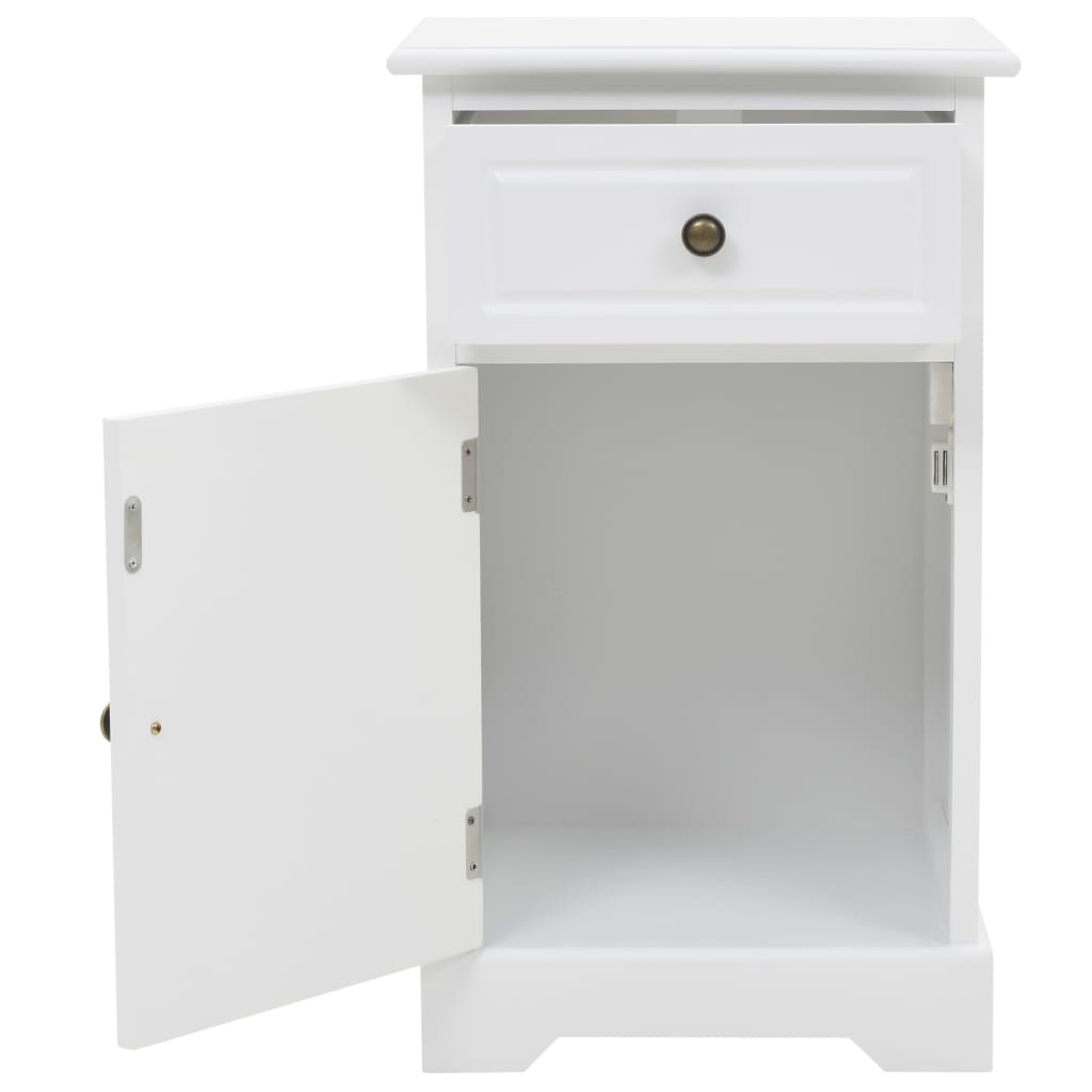 Sängbord Nattduksbord Vit MDF och furu 35x32x59 cm