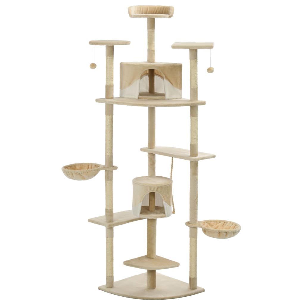Kattmöbel Klösträd med sisalpelare 203 cm beige och Vit