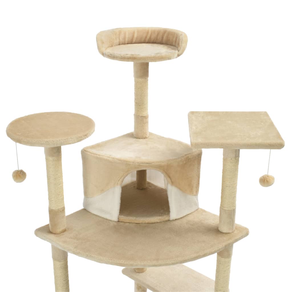 Kattmöbel Klösträd med sisalpelare 203 cm beige och Vit