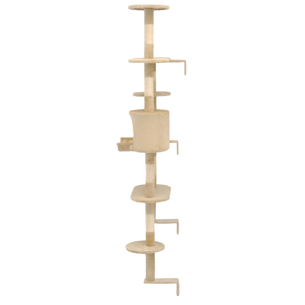Kattmöbel Katträd väggmonterat med klöspelare i sisal 194 cm beige