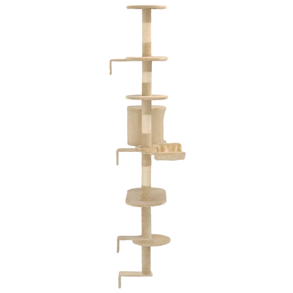 Kattmöbel Katträd väggmonterat med klöspelare i sisal 194 cm beige