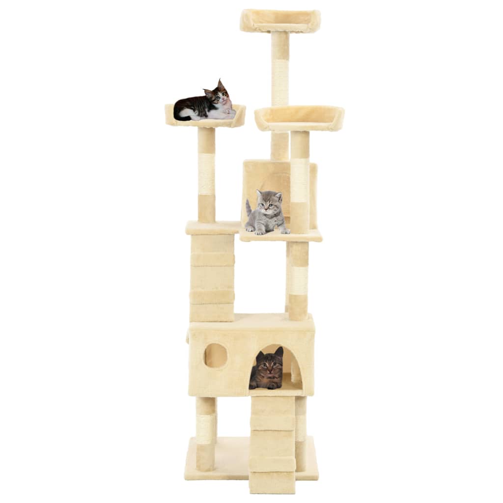 Kattmöbel Katträd med klöspelare i sisal 170 cm beige