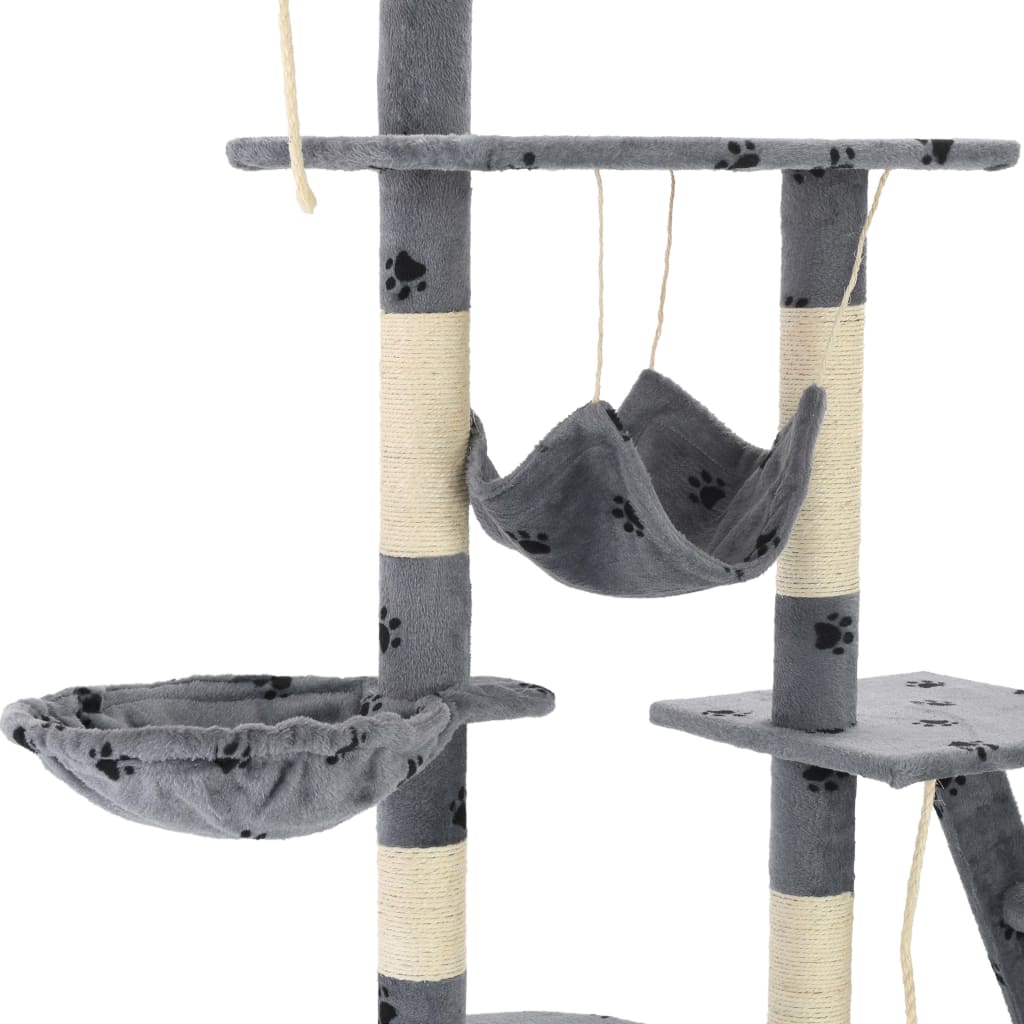 Kattmöbel Katträd med klöspelare i sisal 230-250 cm tassavtryck grå