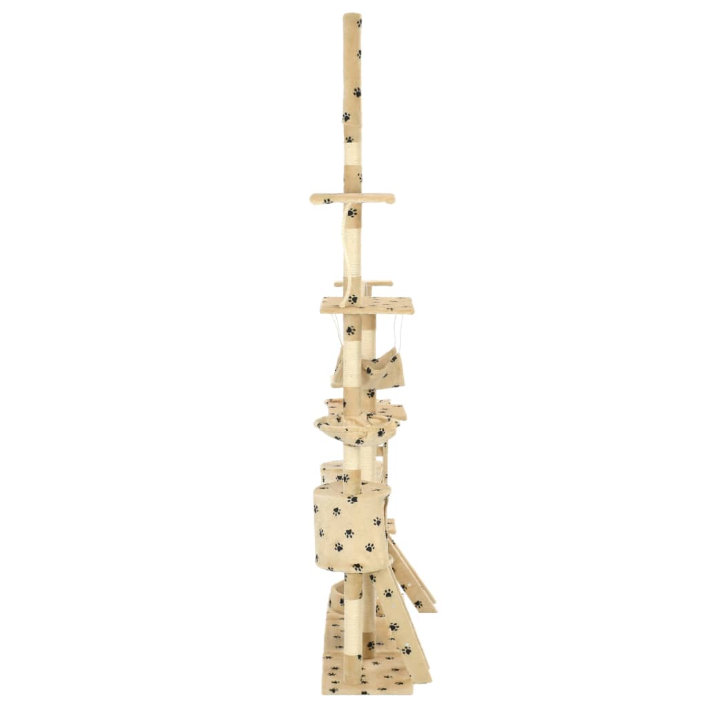 Kattmöbel Katträd med klöspelare i sisal 230-250 cm tassavtryck beige