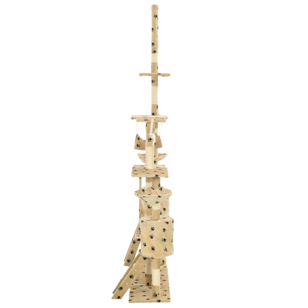 Kattmöbel Katträd med klöspelare i sisal 230-250 cm tassavtryck beige
