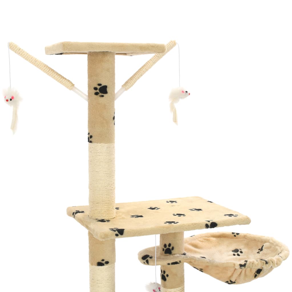 Kattmöbel Katträd med klöspelare i sisal 230-250 cm tassavtryck beige