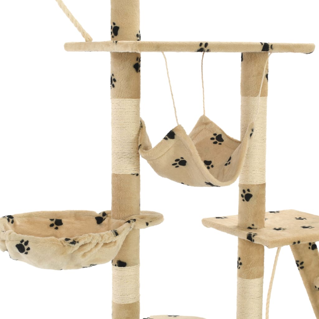 Kattmöbel Katträd med klöspelare i sisal 230-250 cm tassavtryck beige