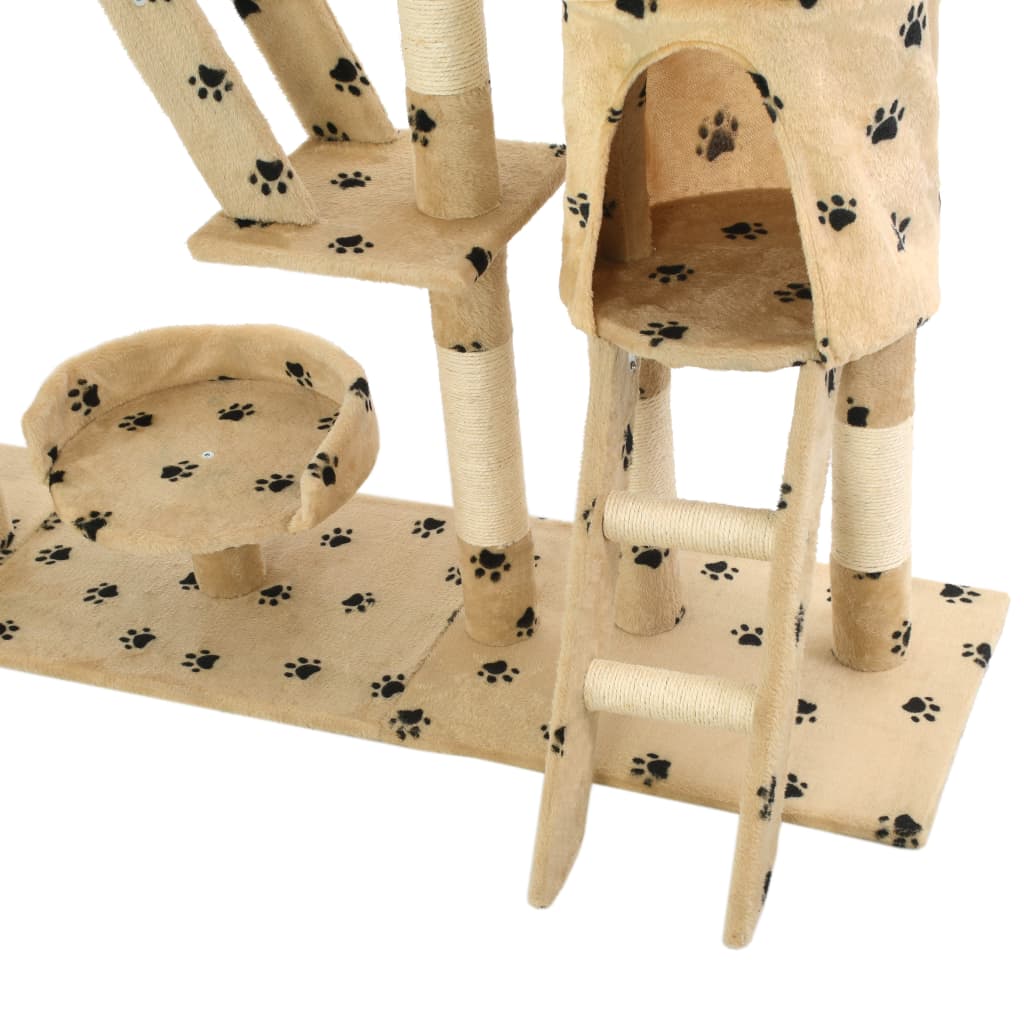 Kattmöbel Katträd med klöspelare i sisal 230-250 cm tassavtryck beige