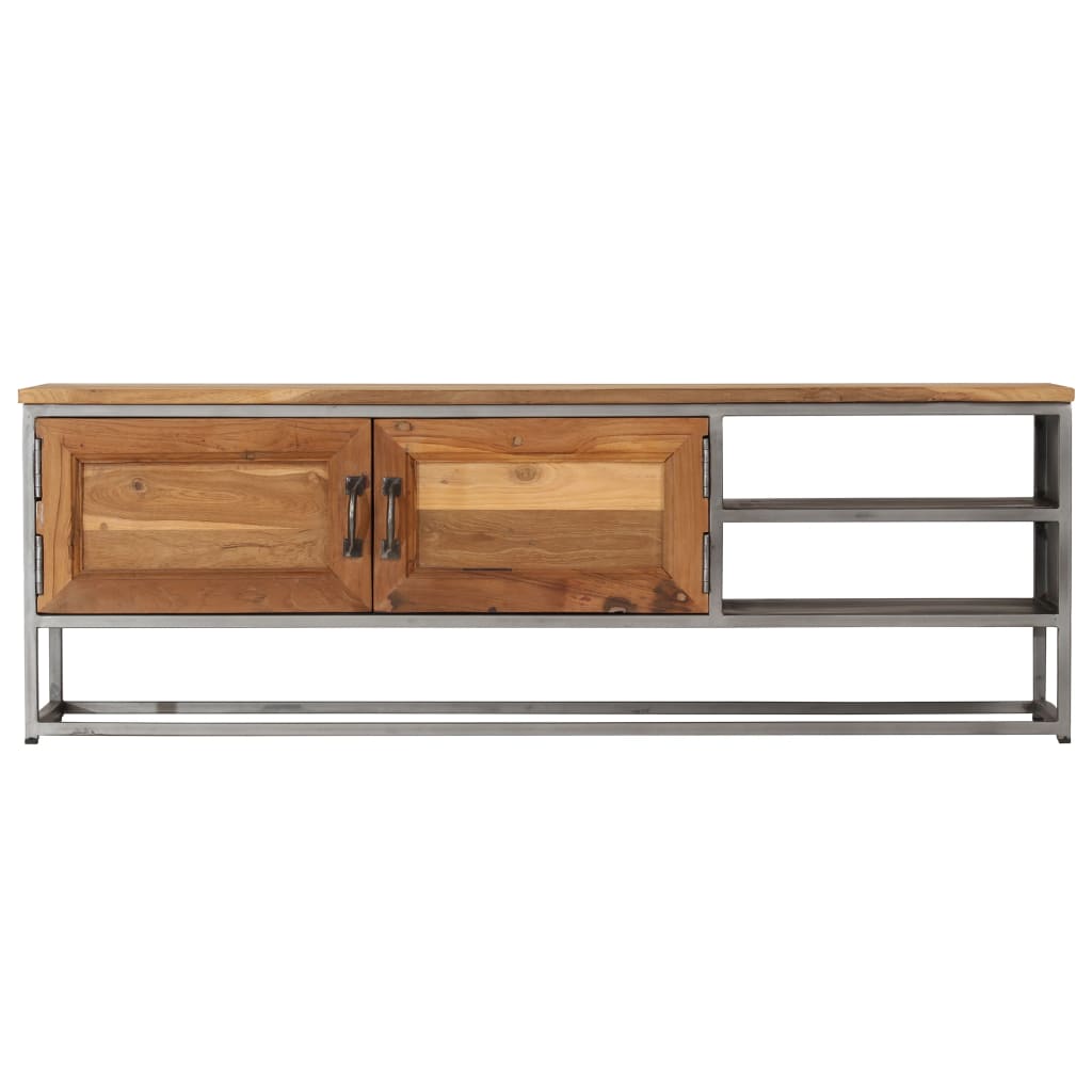 TV-bänk återvunnen teak och stål 120x30x40 cm