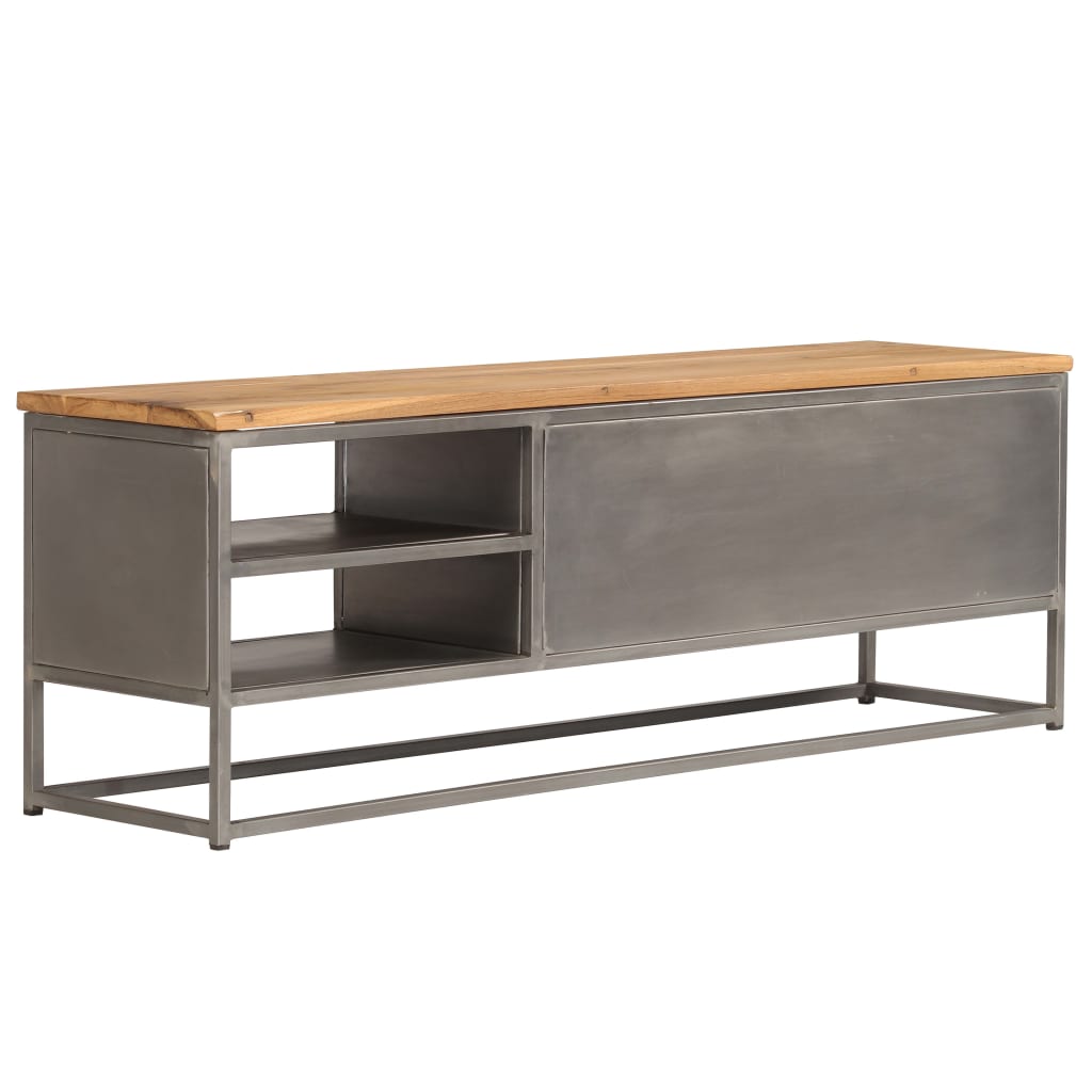 TV-bänk återvunnen teak och stål 120x30x40 cm