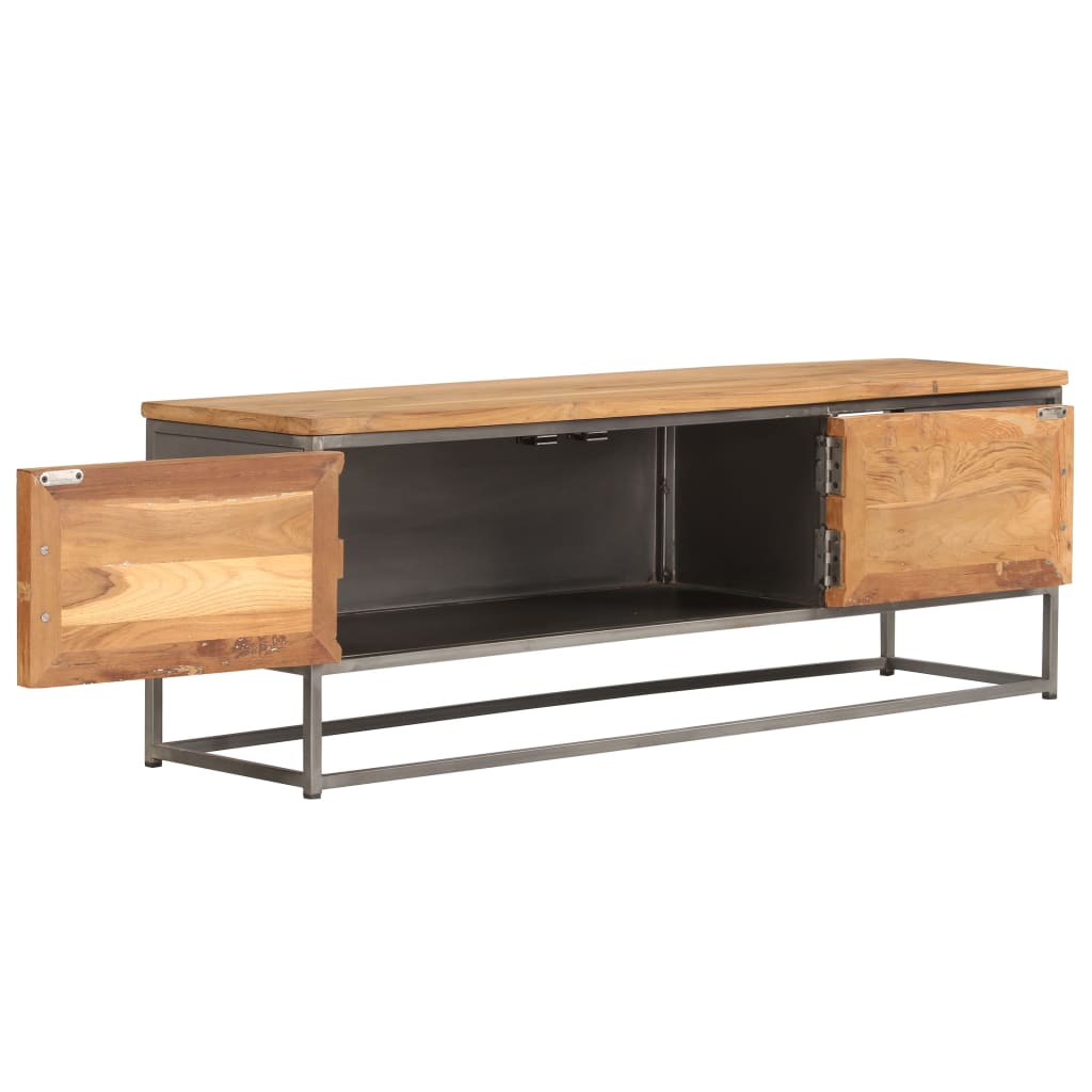 TV-bänk återvunnen teak och stål 120x30x40 cm