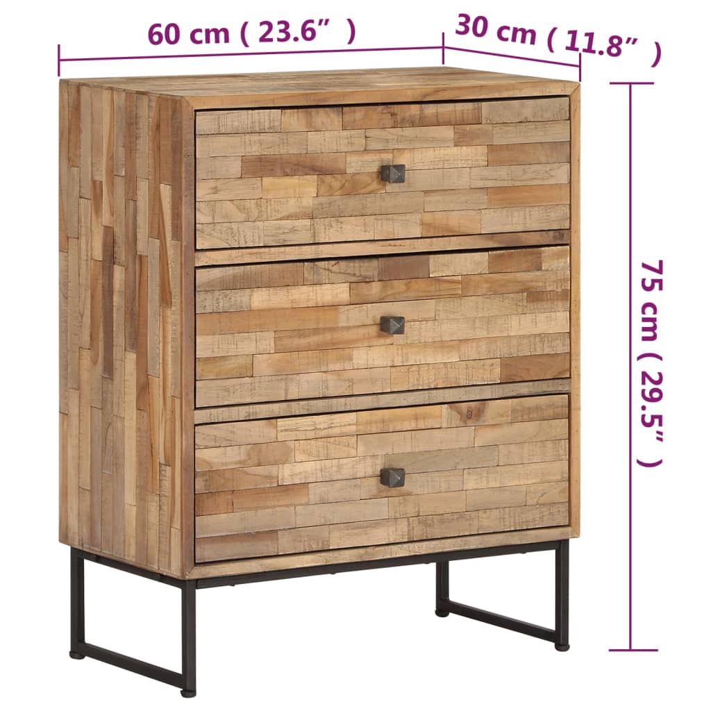 Skänk Trä massiv återvunnen teak 60x30x75 cm
