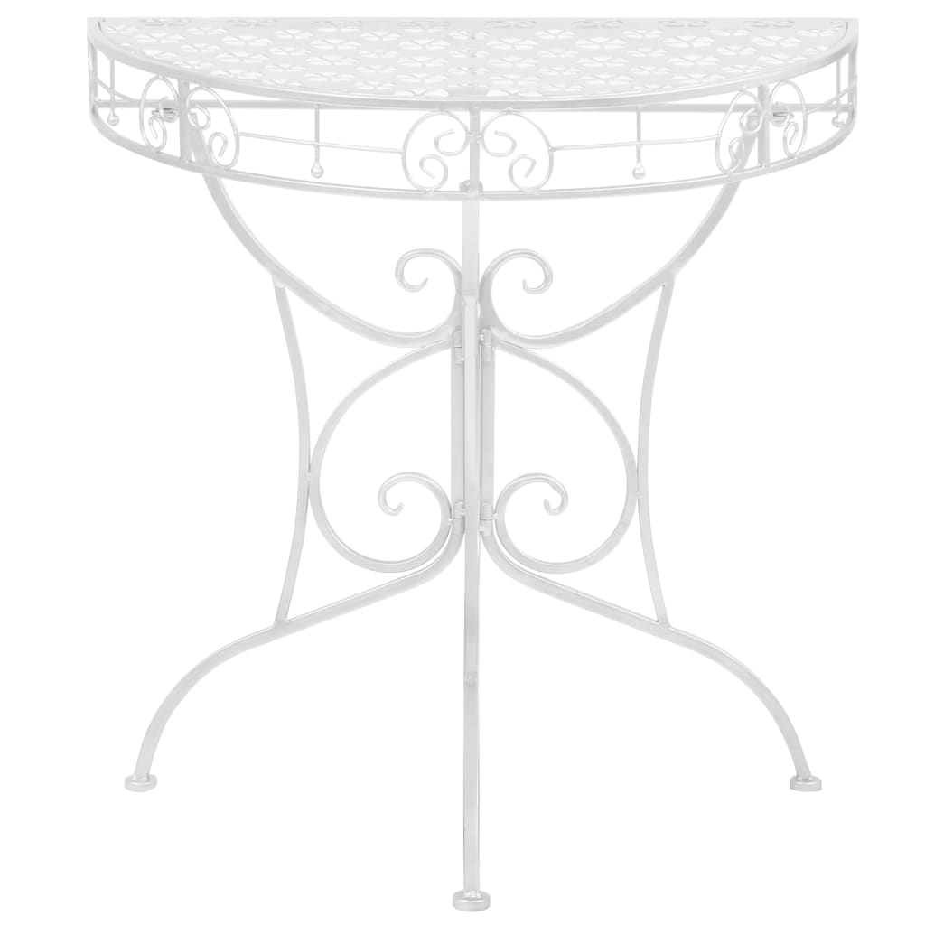 Avlastningsbord Konsollbord DIV. vintage stil halvrunt metall halvmånebord 72x36x74 cm silver