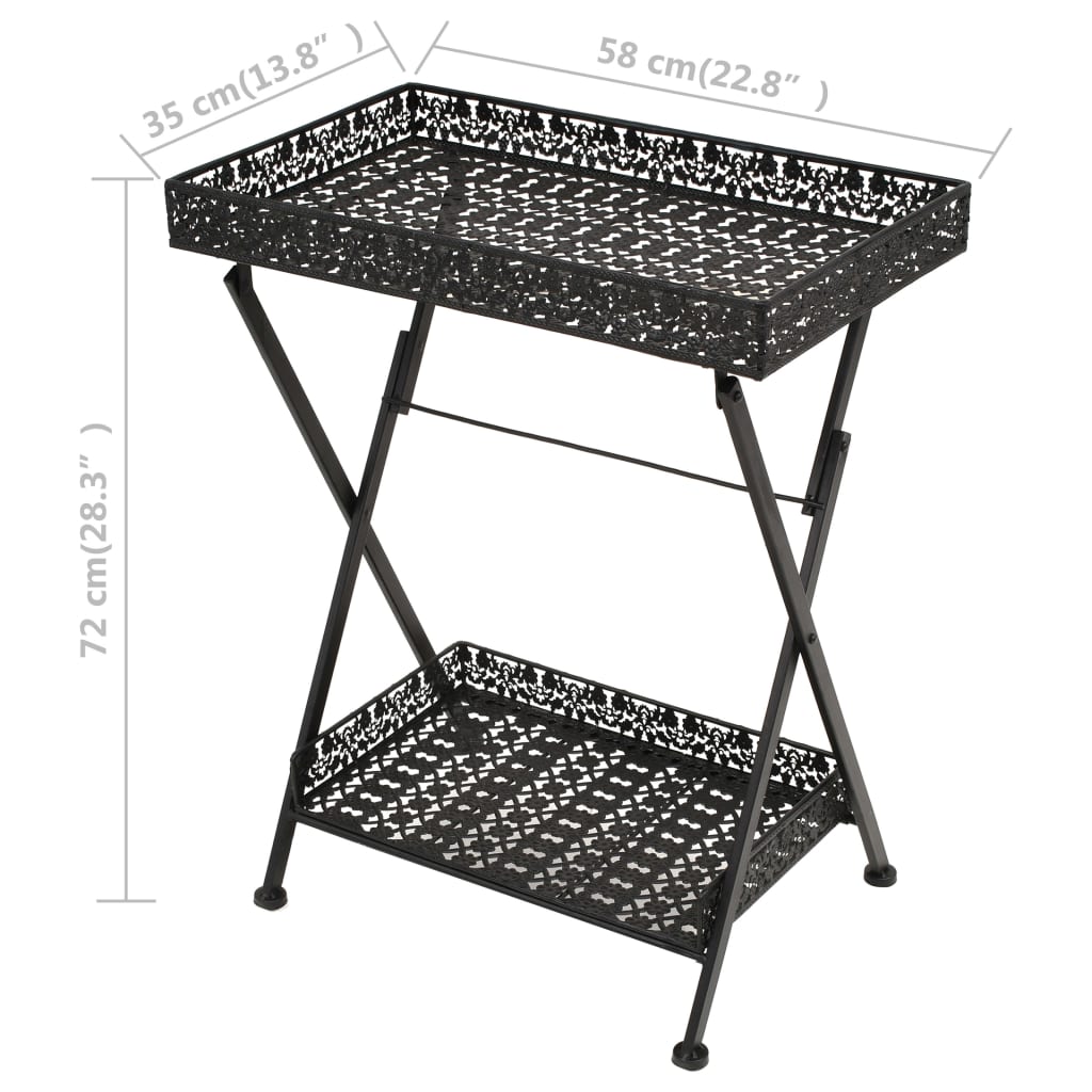 Sidobord Svart tebord vintage stil metall 58x35x72 cm