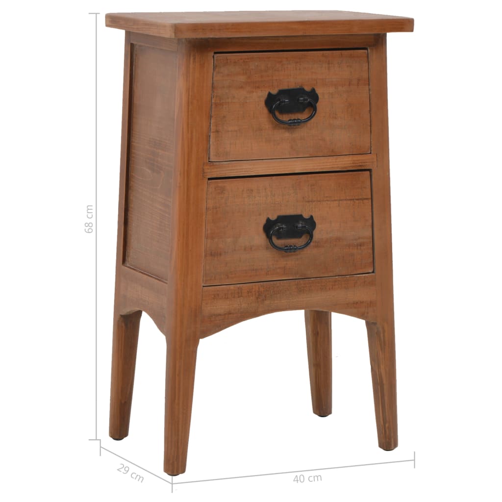 Sängbord massivt granträ 40x29x68 cm brun