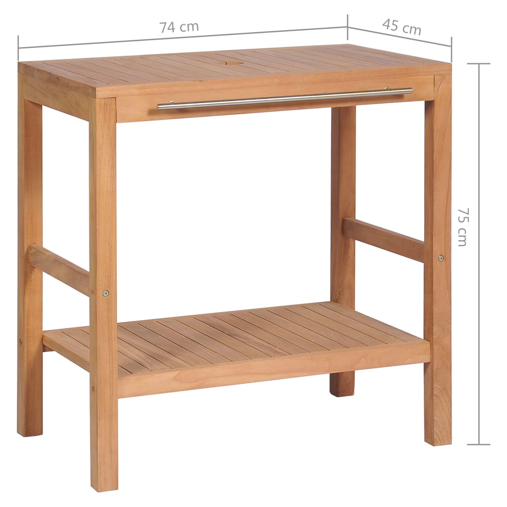 Badrumsunderskåp massiv teak 74x45x75 cm