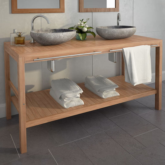 Badrumsunderskåp massiv teak 132x45x75 cm