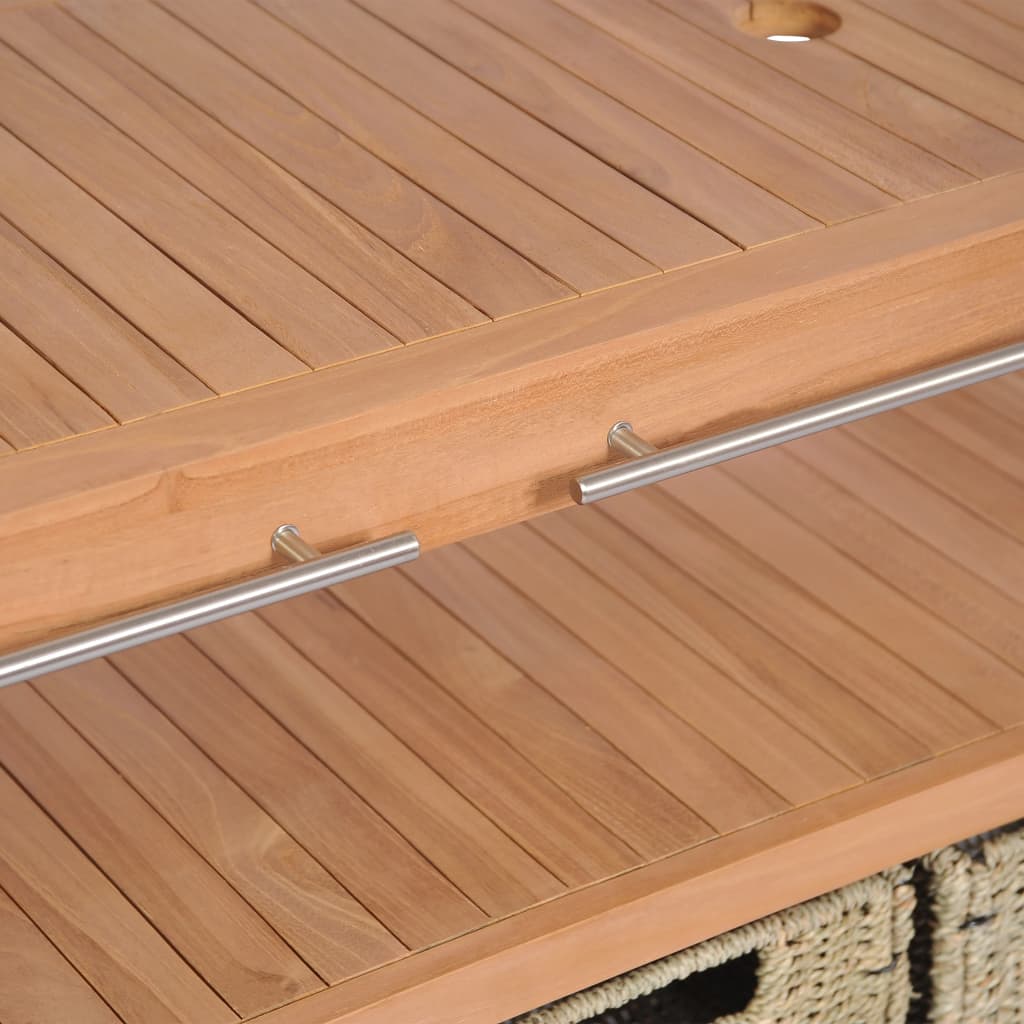 Badrumsunderskåp med 4 korgar massiv teak 132x45x75 cm