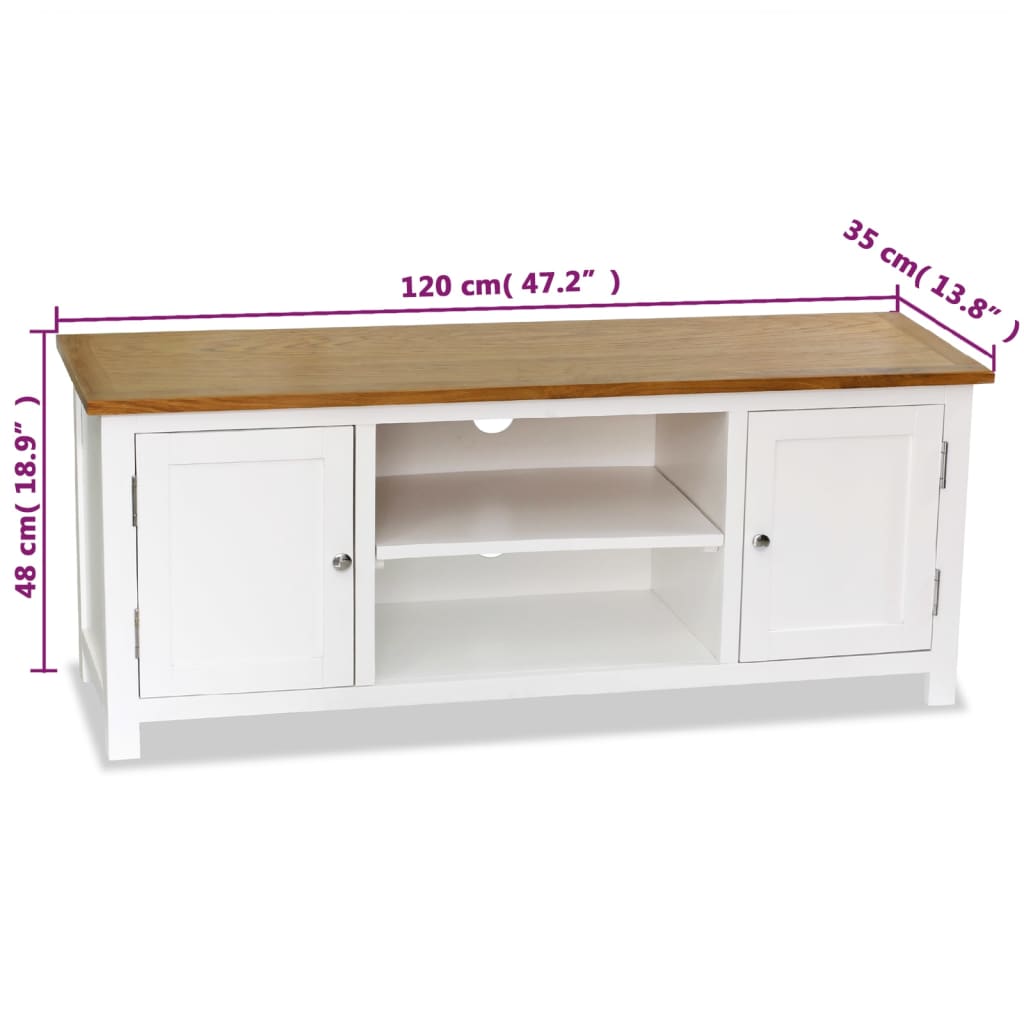 TV-bänk 120x35x48 cm massiv ek