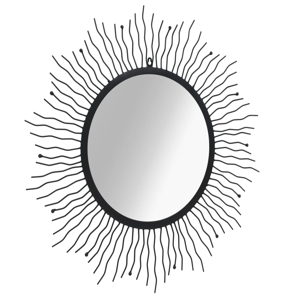Väggspegel solstrålar 80 cm svart