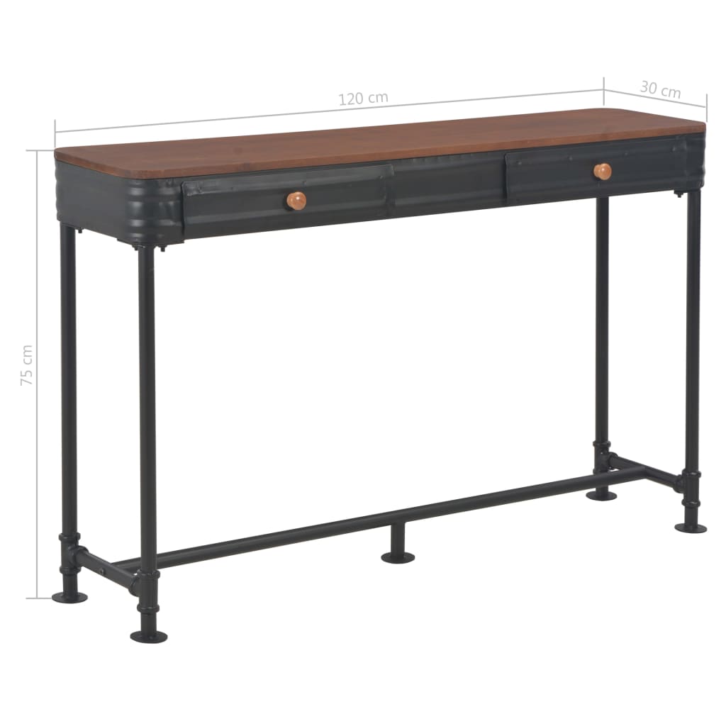 Avlastningsbord Konsollbord Trä med 2 lådor 120x30x75 cm massivt granträ