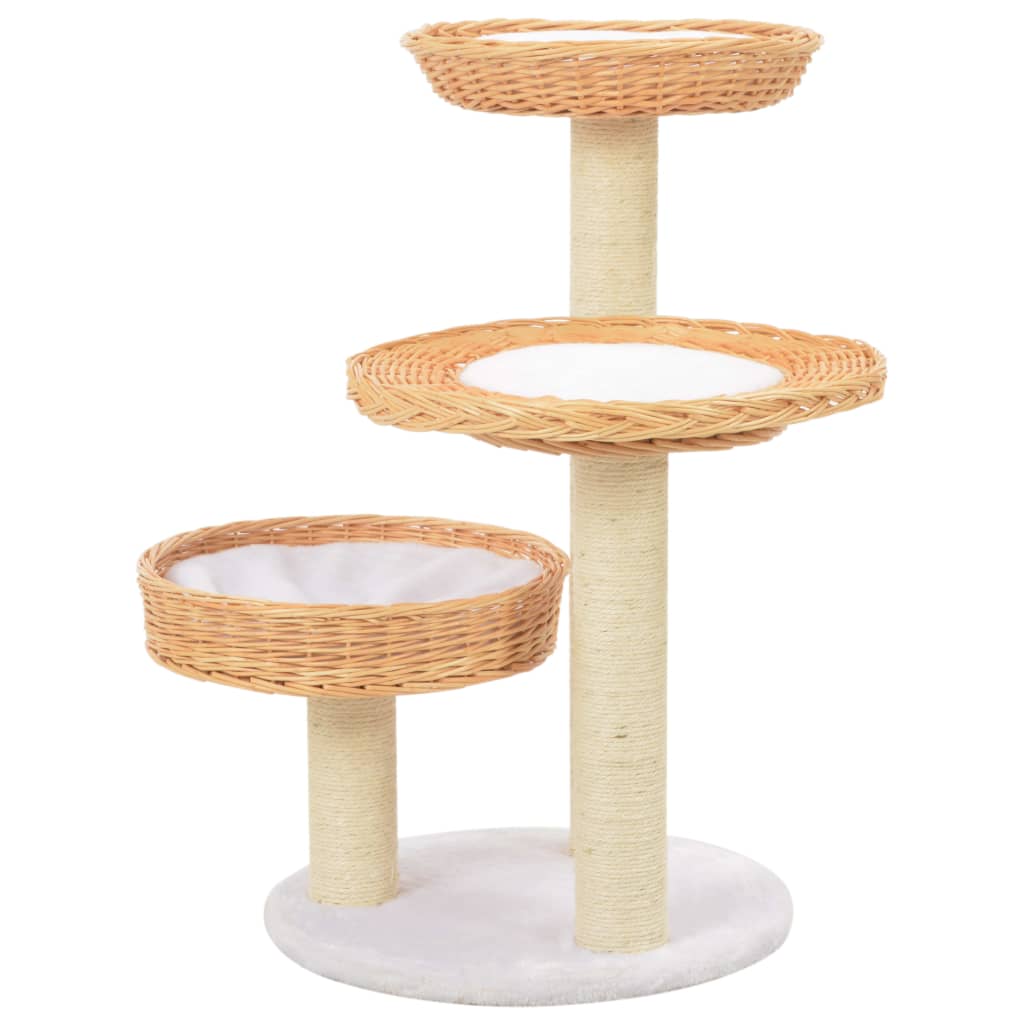 Kattmöbel Katträd med klöspelare i sisal & naturlig pil