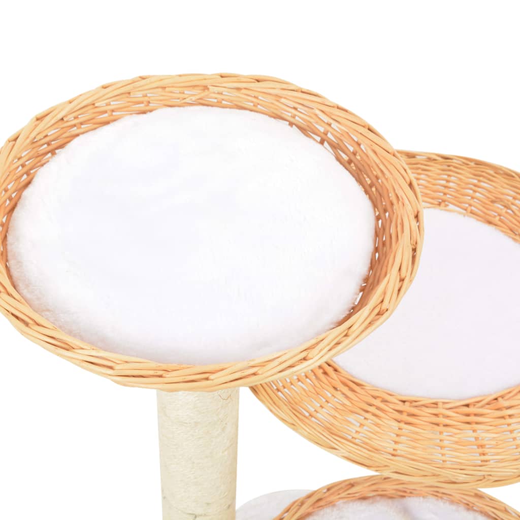 Kattmöbel Katträd med klöspelare i sisal & naturlig pil