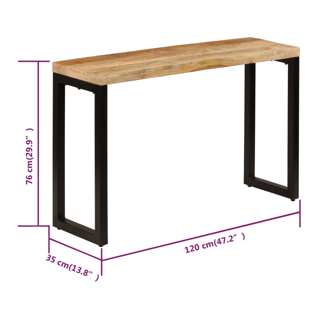 Avlastningsbord Konsollbord Trä 120x35x76 cm massivt mangoträ och stål
